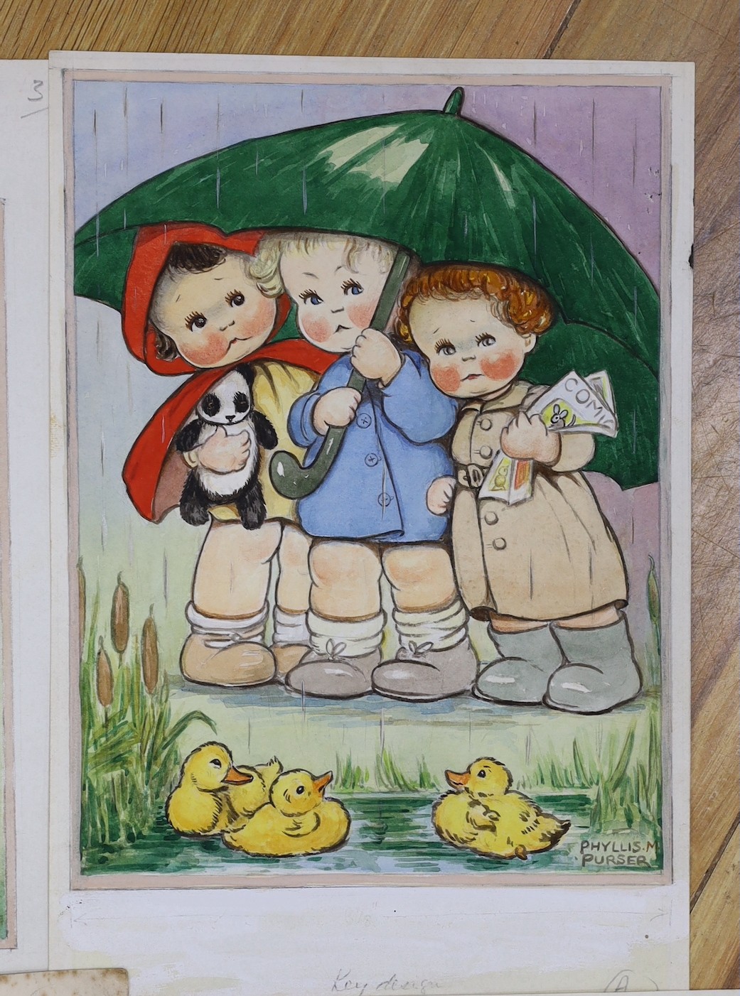 Phyllis Purser (1893-1990), six watercolours, humorous scenes, signed, unframed, largest 36 x 24.5cm